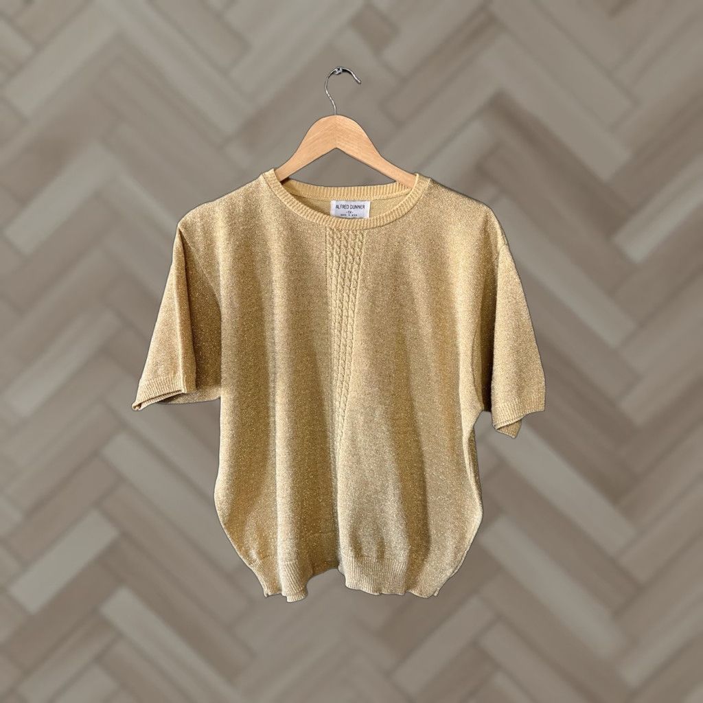 Vintage VINTAGE Alfred Dunner Shirt 1X Gold Sparkle Short Sleeve Pullover Woman? Size XL / US 12-14 / IT 48-50 - 1 Thumbnail