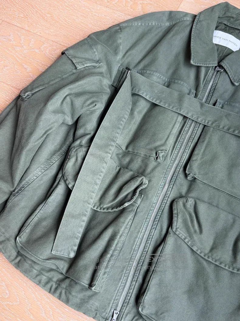 Dries Van Noten Dries Van Noten Military Green Chest Tie Multi-Pocket Jack Size L / US 10 / IT 46 - 2 Thumbnail