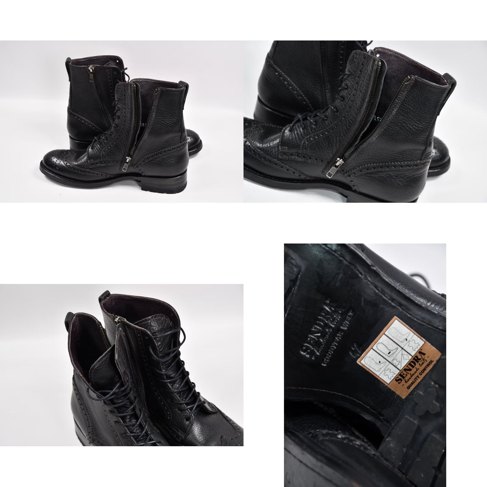 Vintage Sendra Western Boots Lace Up Black Leather Men's 8.5 US Size - Leather 100% Raw-Tex? Size US 9 / EU 42 - 9 Thumbnail