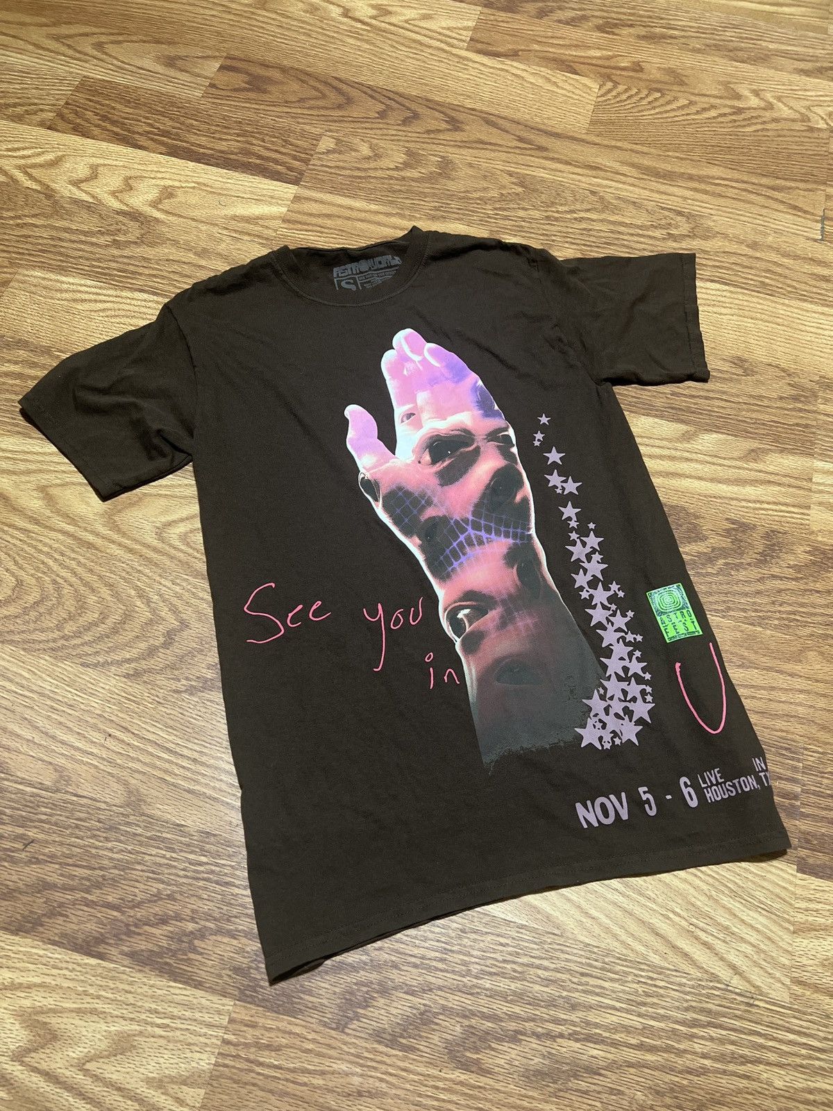 Image of Small Travis Scott Astroworld Fest Hand Tee in Brown, Men's