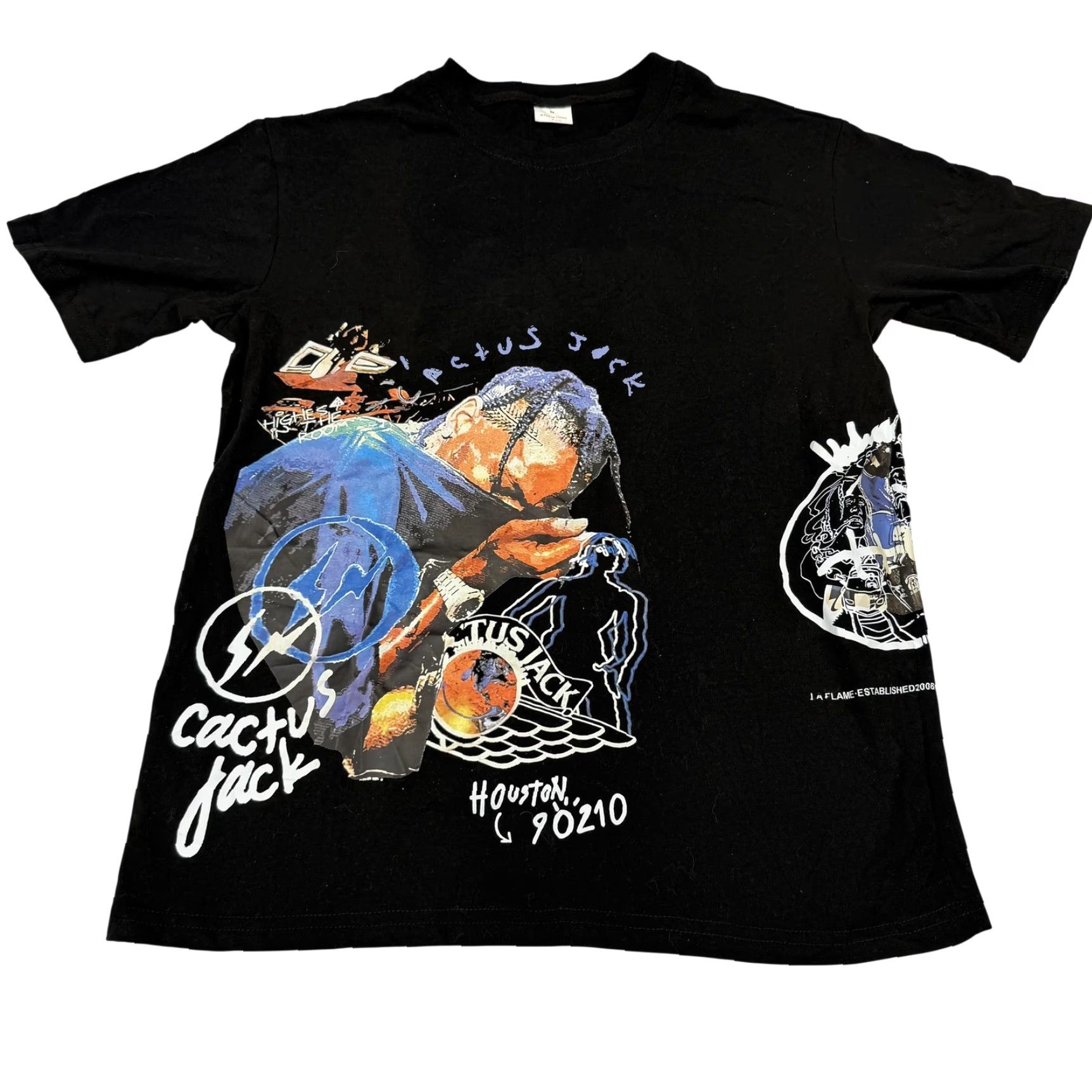 Vintage Cactus Jack Records Shirt Mens Medium Black Graphic Rap Tee Huncho Jack Crew Neck Short Sleeve Cotton Tee Size US M / EU 48-50 / 2 - 2 Thumbnail