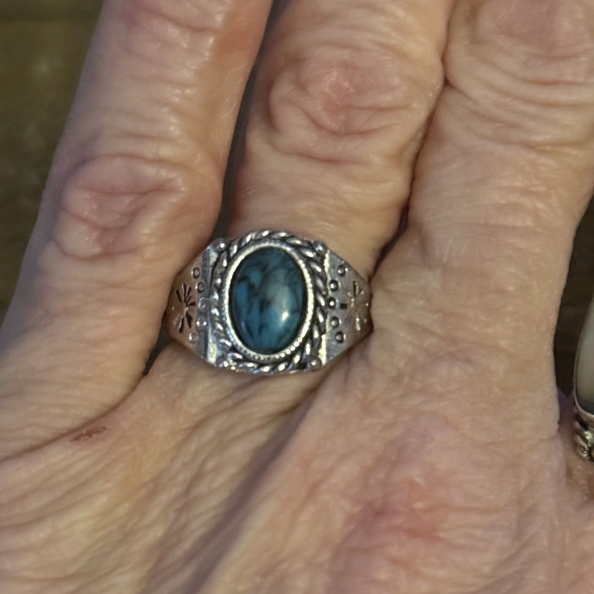 Vintage Vintage silver tone Navajo turquoise ring Size ONE SIZE - 3 Thumbnail