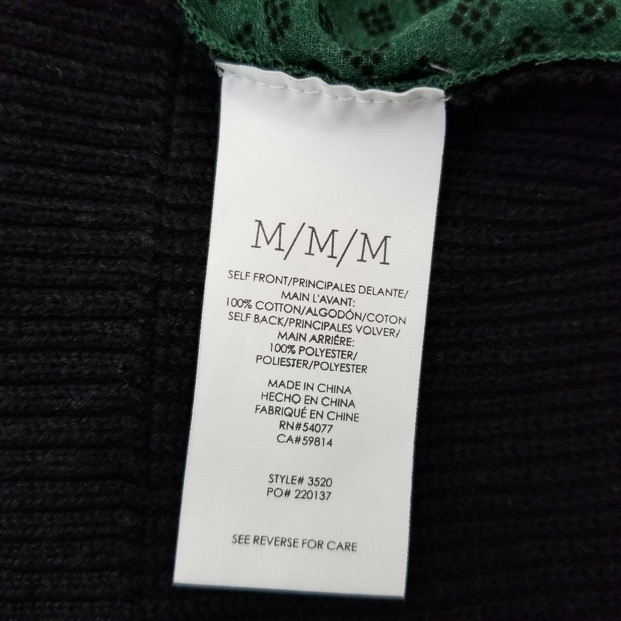 Other Cabi M Black Knit Green Print Chiffon Contrast Sweater 3520 Size M / US 6-8 / IT 42-44 - 8 Thumbnail