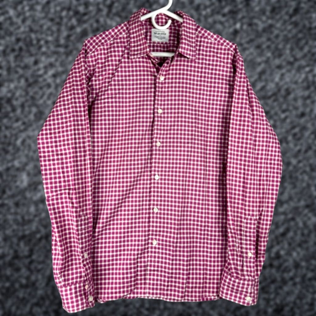 Taylor Stitch Taylor Stitch Flannel Shirt Men's XL Pink White Button-Up Mid Weight Cotton Size US XL / EU 56 / 4 - 1 Thumbnail