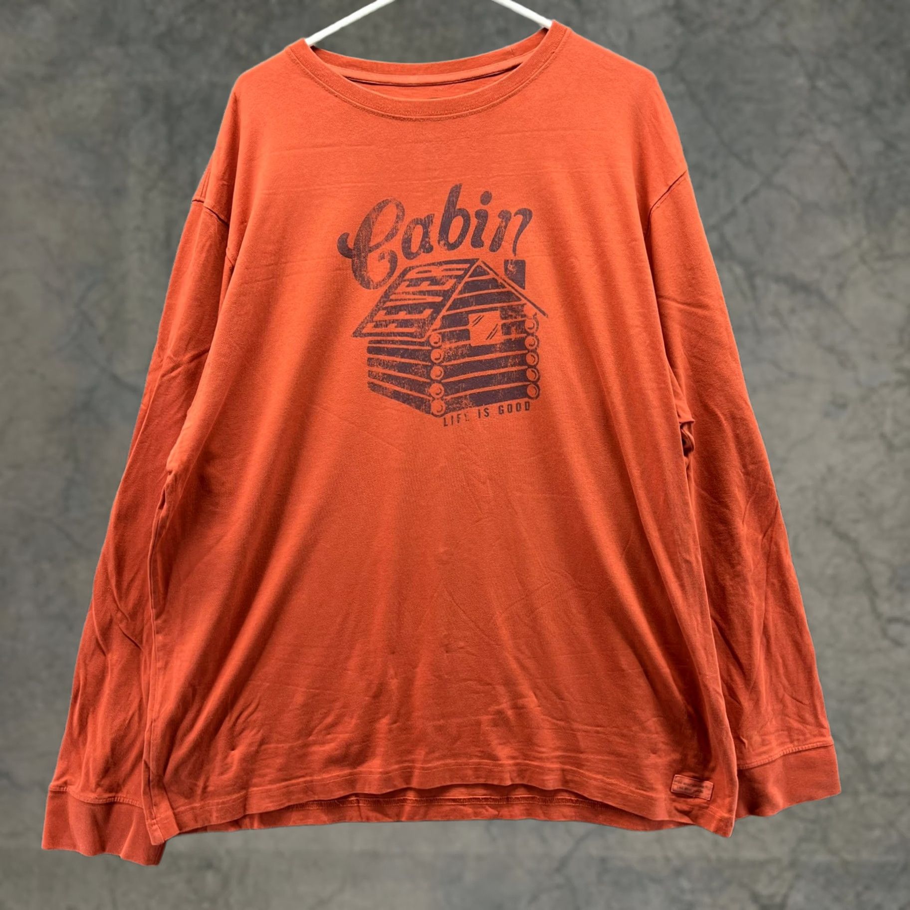 Life is Good Life Is Good Shirt Mens XL Orange Cabin Graphic Long Sleeve Cotton Casual Size US XL / EU 56 / 4 - 1 Thumbnail