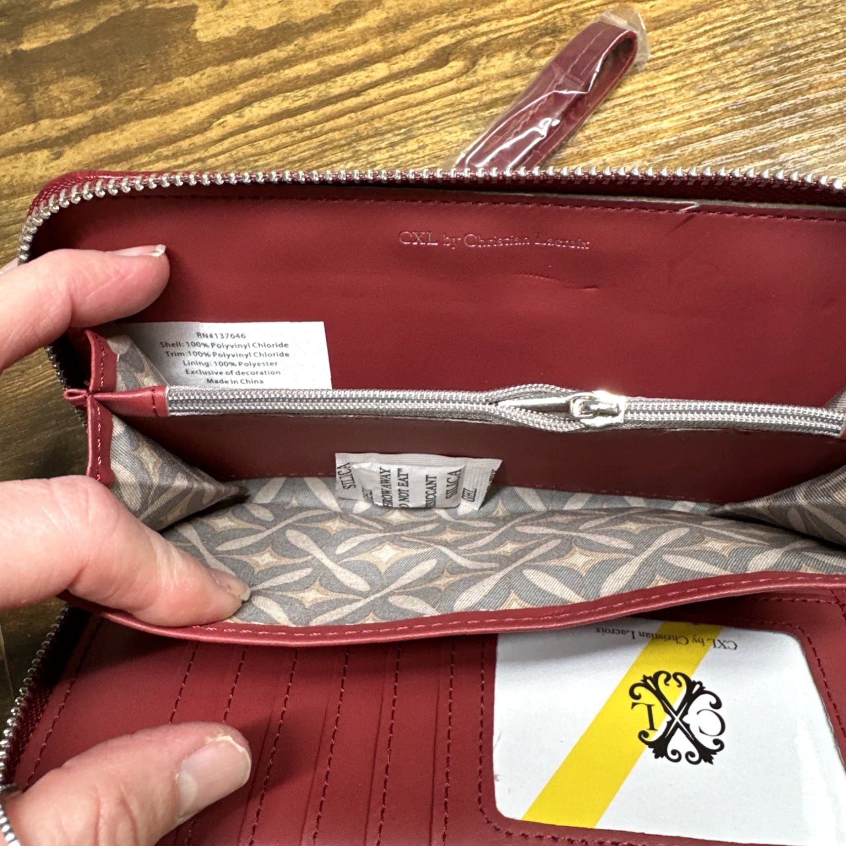 Christian Lacroix Christian Lacroix Red Zip-Around Wallet Wristlet Clutch Kara Croco CXL - Women - Zip-Around - Red - S - Logo - Strap - Zipper Size ONE SIZE - 7 Thumbnail