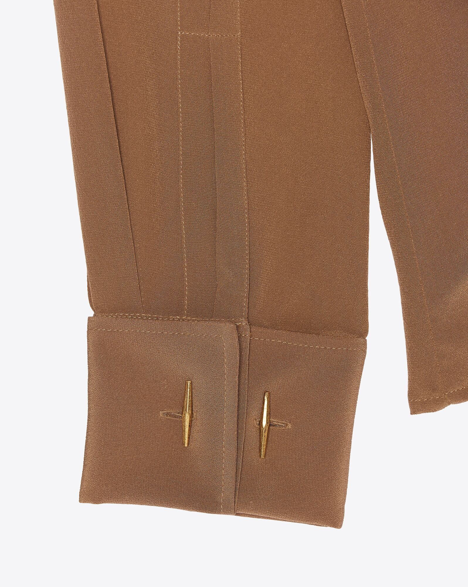 Saint Laurent Paris o1s1wg110225 690774 Fitted Shirt in Crepe De Chine in Brown Size M / US 6-8 / IT 42-44 - 3 Thumbnail