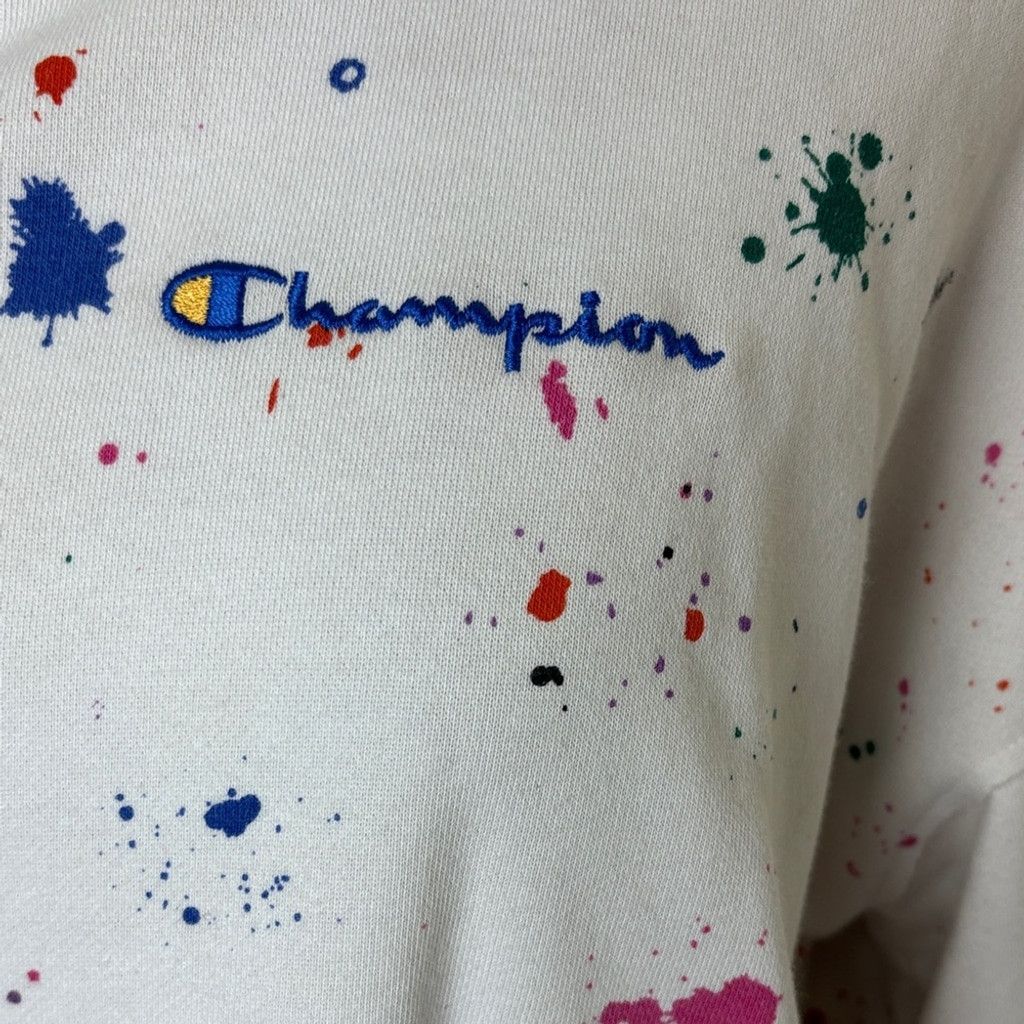 Champion Champion White Cropped Sweatshirt Multi Splatters XS Vintage Size XS / US 0-2 / IT 36-38 - 2 Thumbnail
