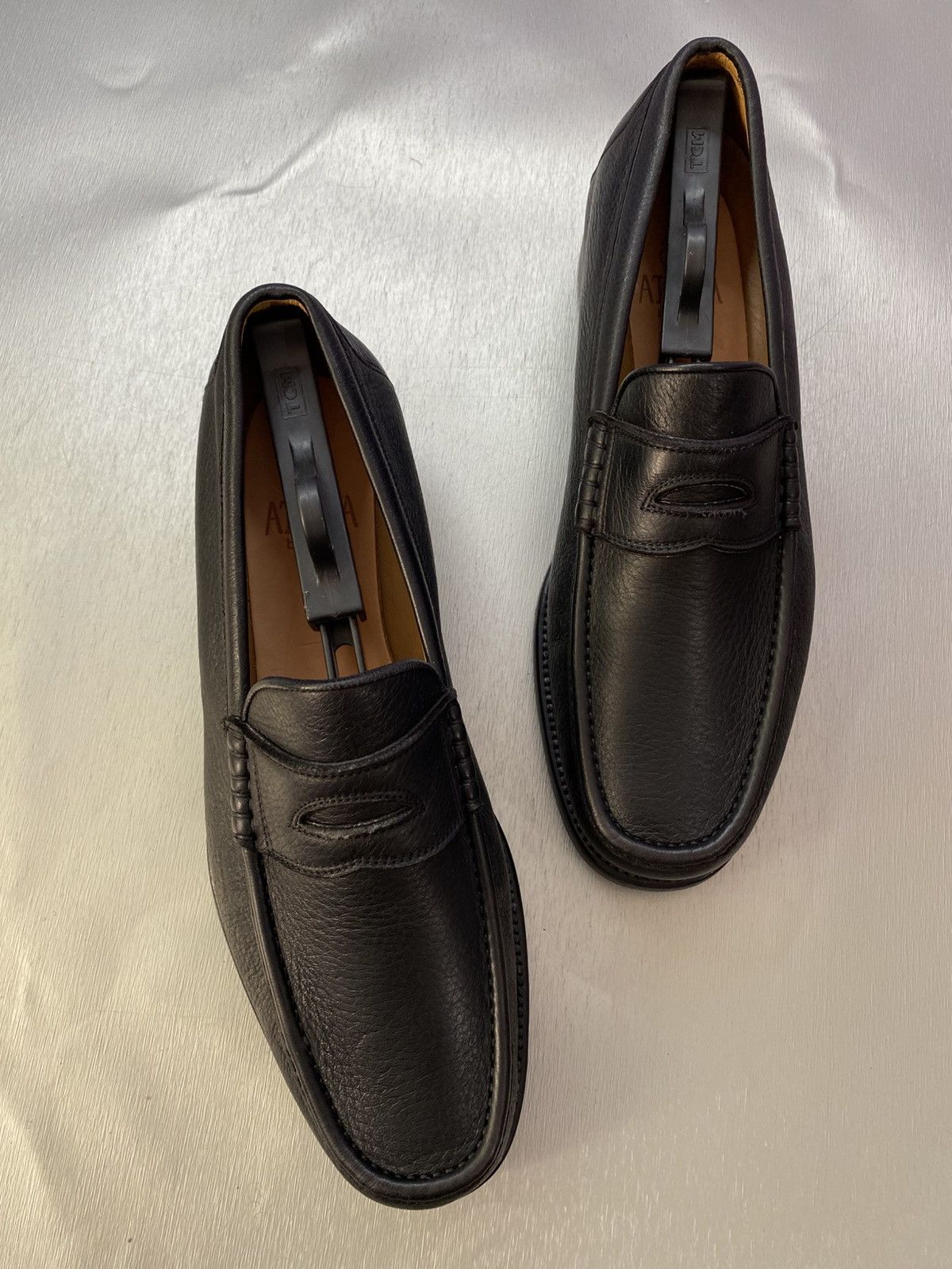 Other Aldo Brue Attiva Men's Black Grain Leather Penny Loafers. Size US 11 / EU 44 - 2 Thumbnail