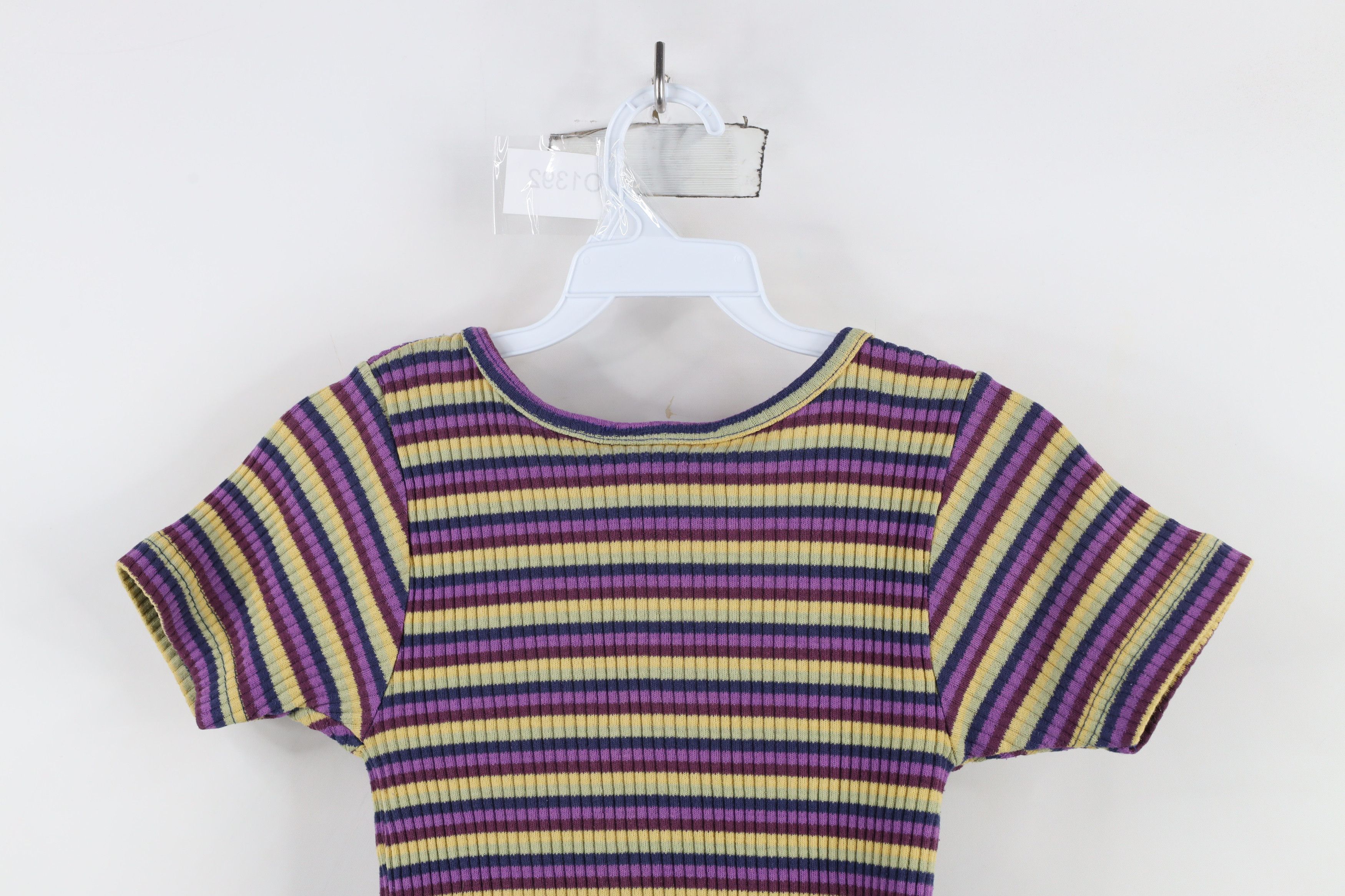 Vintage Vintage 90s Y2K Baby Doll Striped Ribbed Knit T-Shirt Size M / US 6-8 / IT 42-44 - 8 Thumbnail