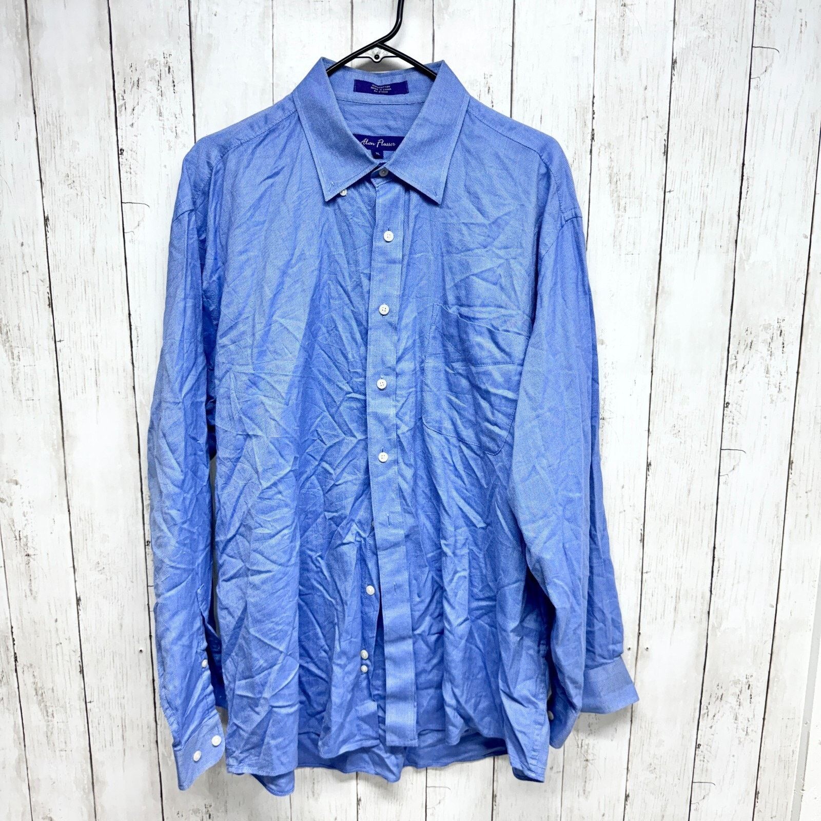 Alan Flusser Alan Flusser Shirt XL Long Sleeve Button Down Cotton Blue Size US XL / EU 56 / 4 - 1 Thumbnail