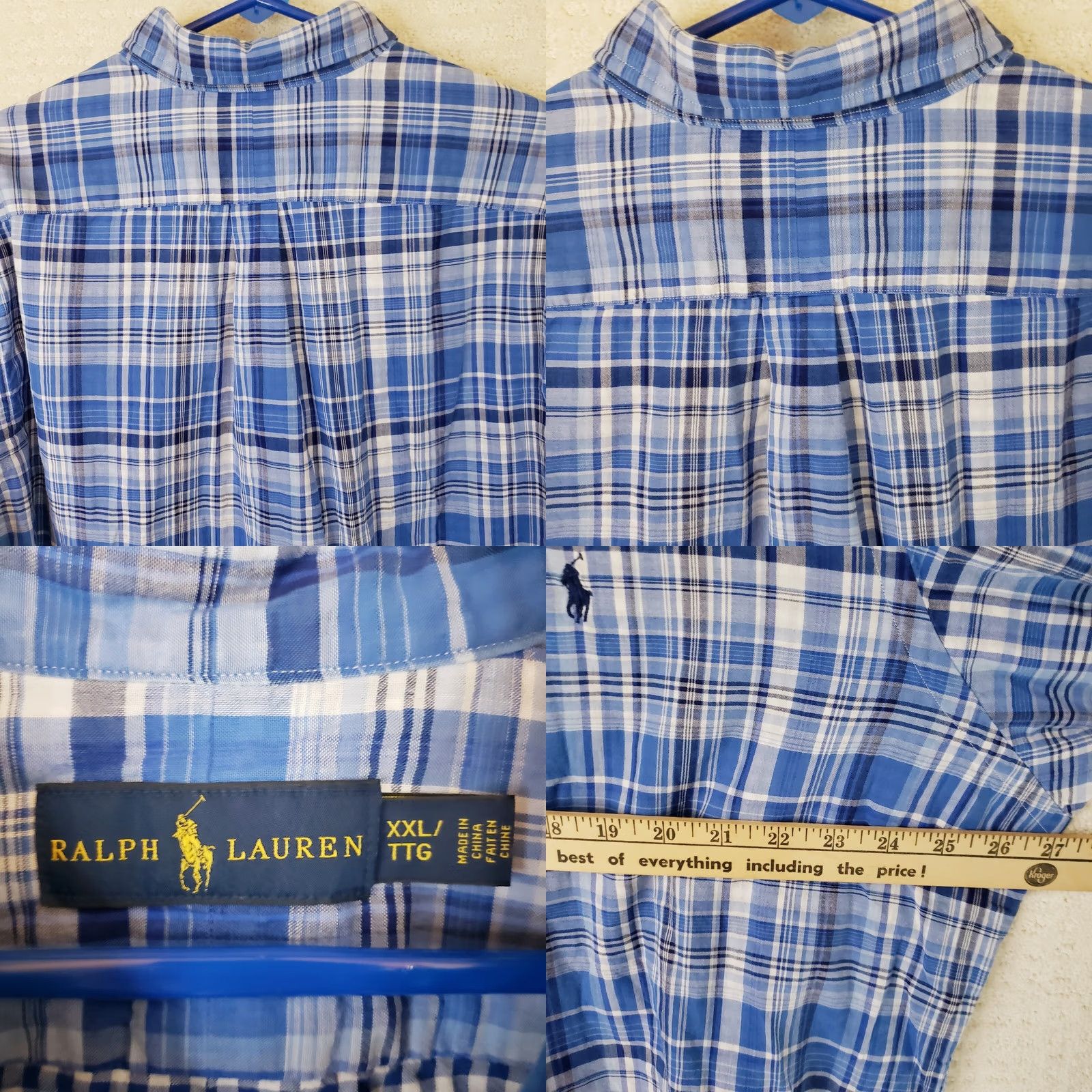 Ralph Lauren Ralph Lauren Men's Button-Up Shirt Plaid Long Sleeve Blue 2XL Size XXL Casual Workwear Size US XXL / EU 58 / 5 - 8 Thumbnail