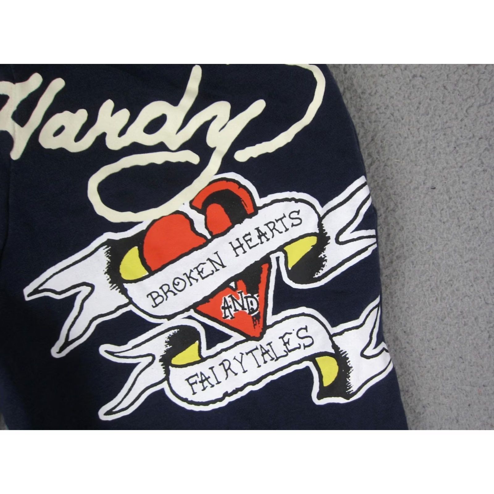 Abercrombie & Fitch Ed Hardy Pants Sweatpants Mens Medium Blue Wide Leg Fleece Broken Hearts Y2K Size 32" / US 10 / IT 46 - 3 Thumbnail