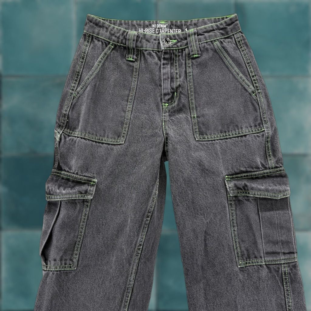 Hot Topic VINTAGE Hot Topic Denim Jeans Womens 1 Black Hi Rise Carpenter Cargo Utility Grunge Y2K Mens? Size 25" / US 0 / IT 36 - 1 Thumbnail