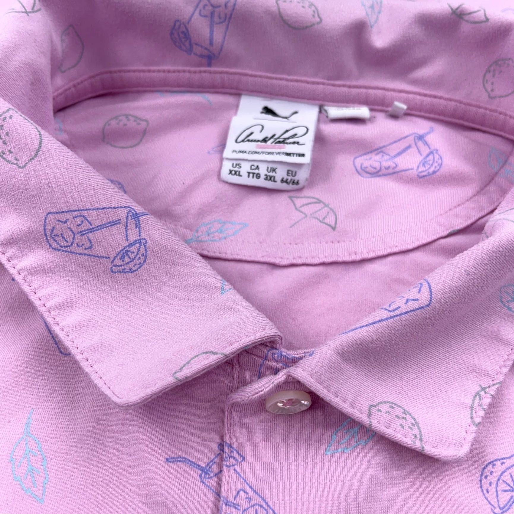 Puma Puma Arnald Palmer Polo Shirt Men XXL Pink Performance Lemonade Print Golf Adult Size US XXL / EU 58 / 5 - 7 Thumbnail