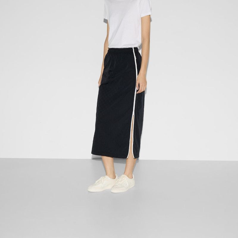 Gucci oc11z1125 GG Nylon Midi Skirt in Black Size 28" / US 6 / IT 42 - 6 Thumbnail