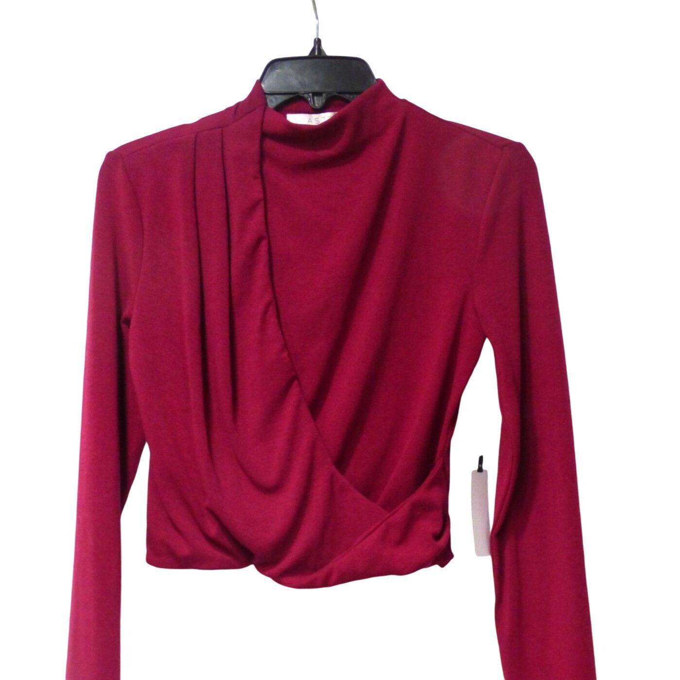 ASTR The Label ASTR Asymmetrical Pleated Cutout Mock Neck Sweater Top, Berr Size S / US 4 / IT 40 - 2 Thumbnail