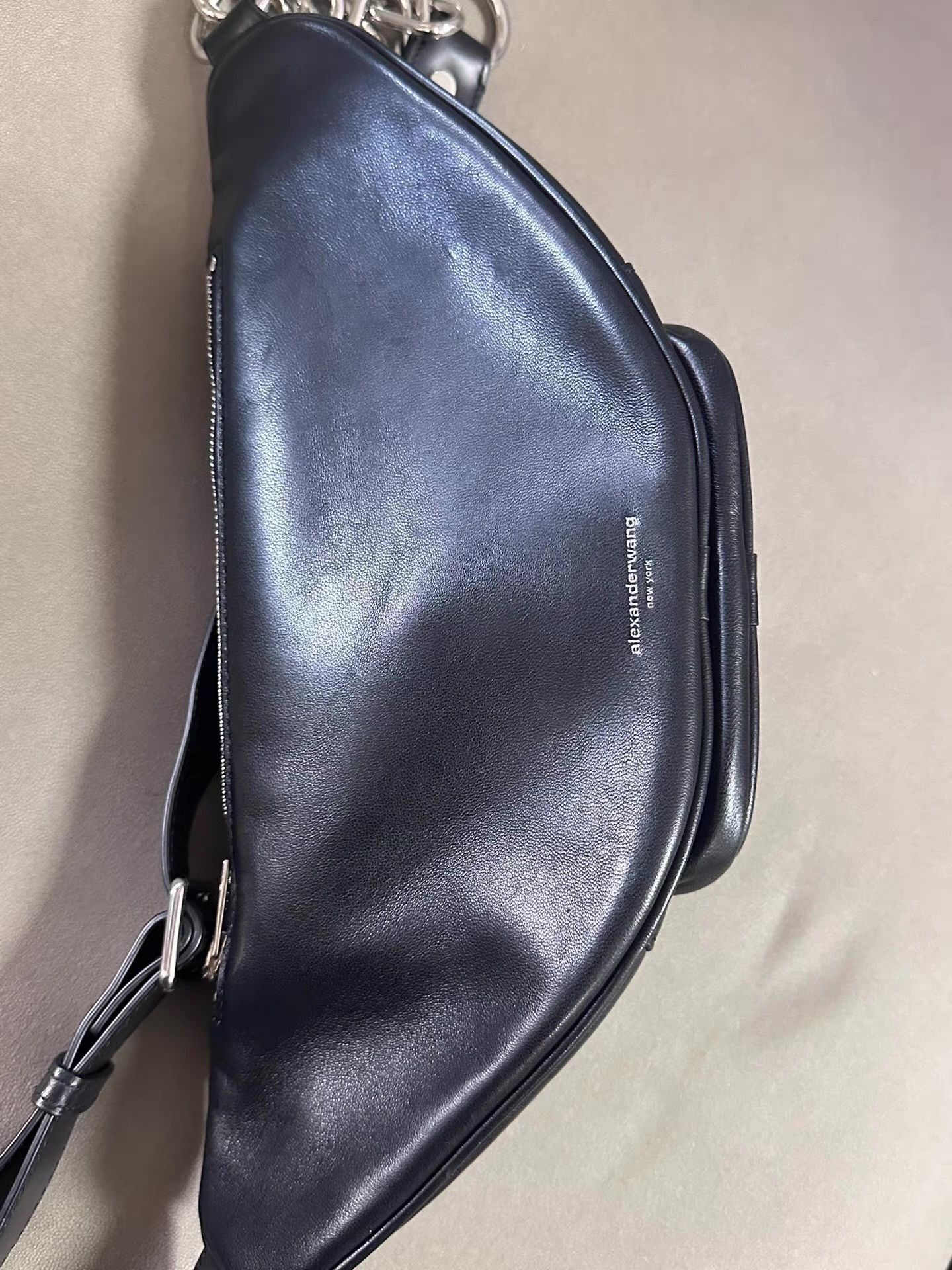 Alexander McQueen Black Leather Fanny Pack with Multiple Zippers and Chain Size ONE SIZE - 8 Thumbnail