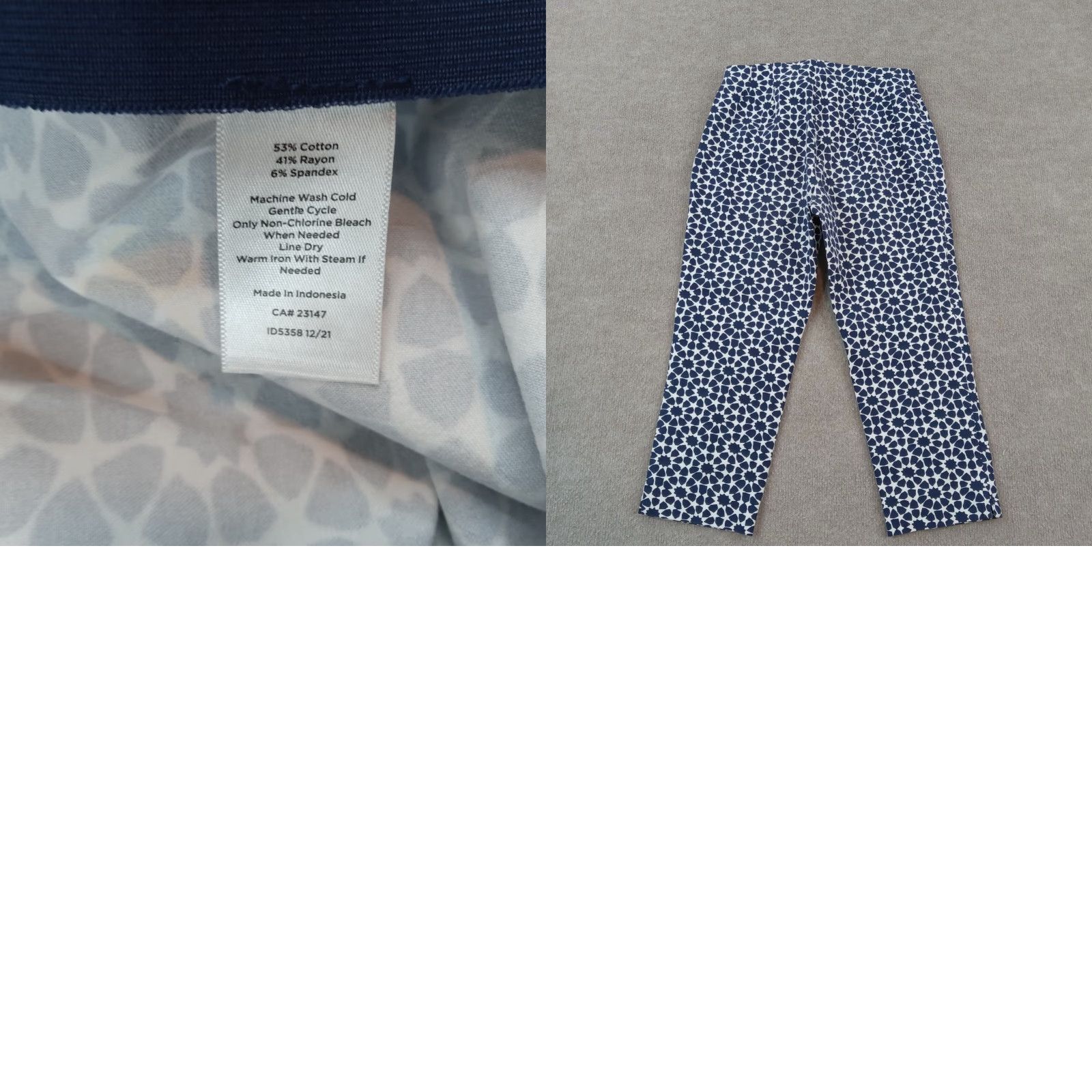 Talbots Talbots Blue White Pants Womens Petite Size 4 Chatham Crop Straight Leg Stretch Size 27" / US 4 / IT 40 - 8 Thumbnail