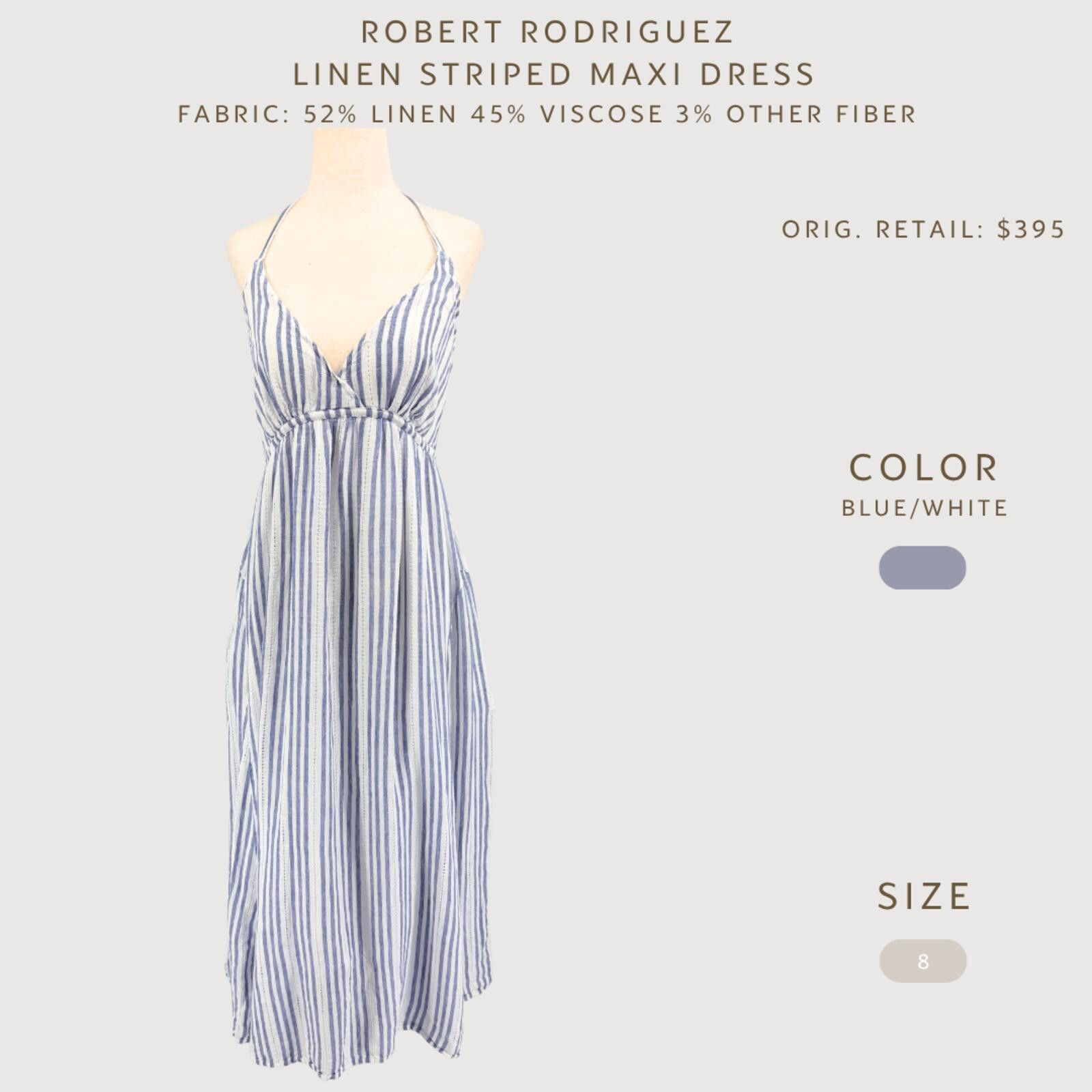 Other Robert Rodriguez Linen Striped Maxi Dress 8 Size M / US 6-8 / IT 42-44 - 2 Thumbnail