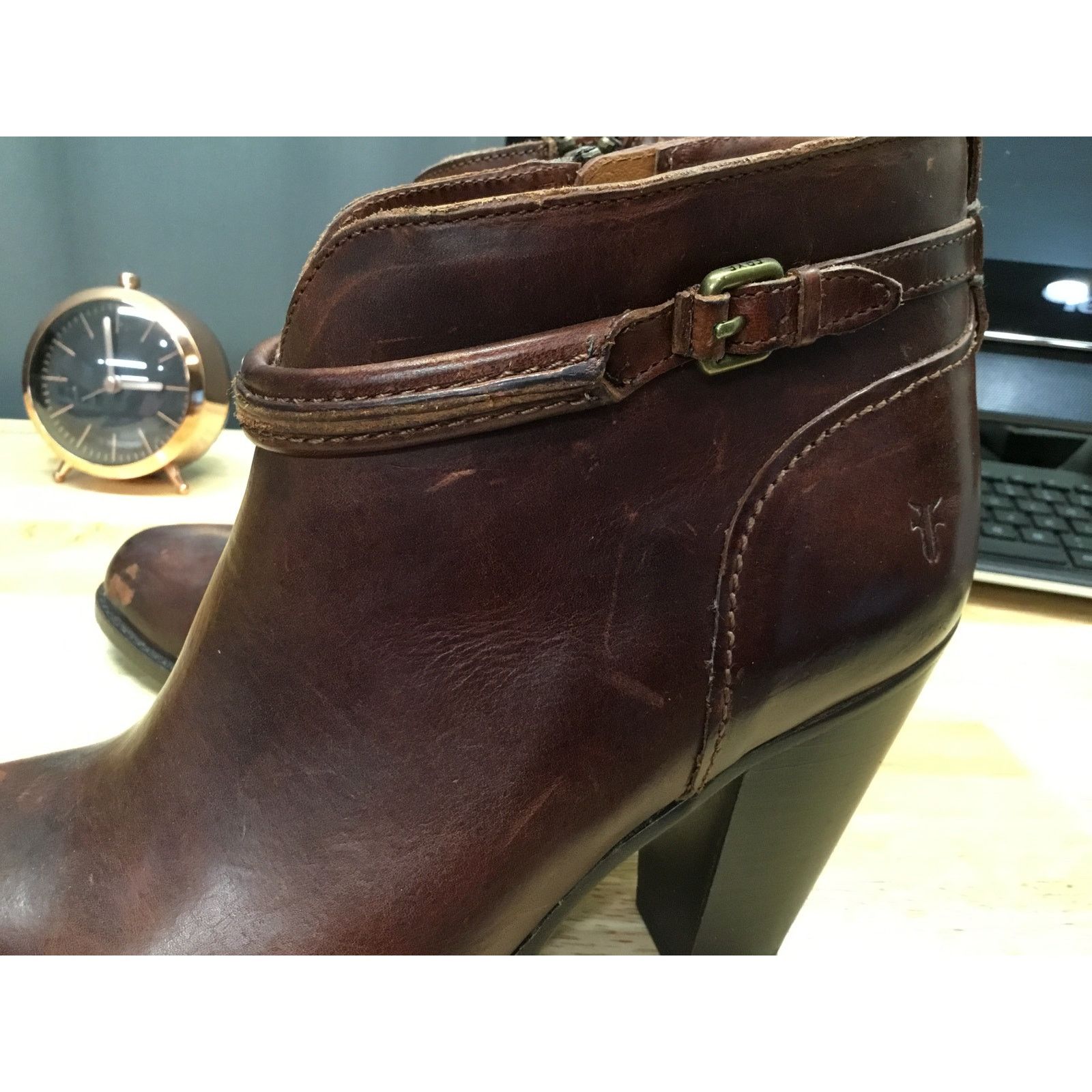 Frye Frye Jenny Seam Bootie Boots Women's Brown Leather Buckle 9 Size US 9 / IT 39 - 4 Thumbnail