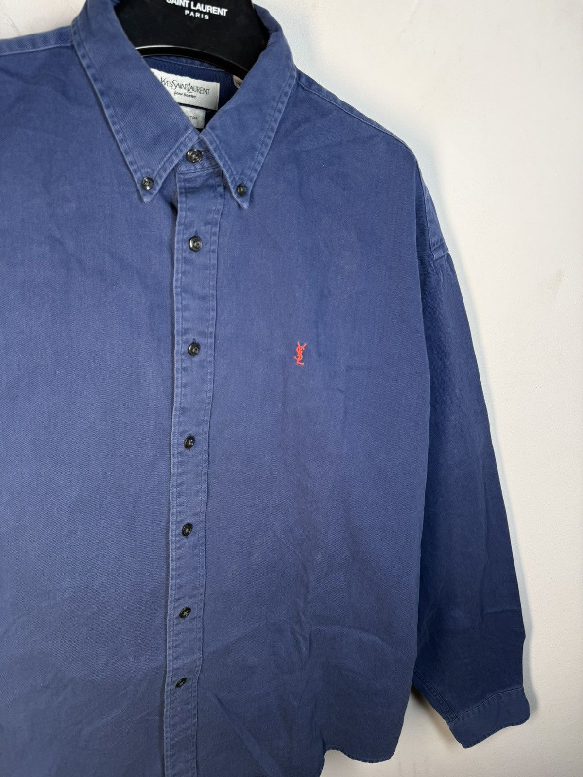 Yves Saint Laurent Blue YSL Shirt Heavy Cotton Vintage Yves Saint Laurent Dress Size US XL / EU 56 / 4 - 9 Thumbnail