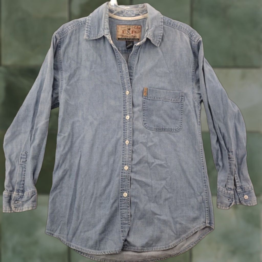 Denime VINTAGE EXP Jeans Denim Shirt Womens Small Long Sleeve Button Front Pockets Size S / US 4 / IT 40 - 1 Thumbnail