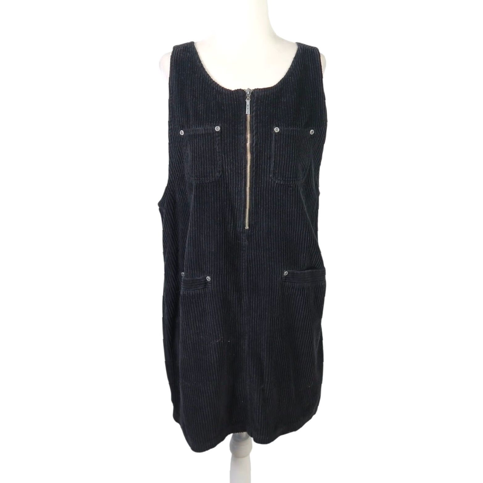 Gloverall VINTAGE NY Jeans Black Corduroy Mini Jumper Overall Dress M Womens 90s Size M / US 6-8 / IT 42-44 - 2 Thumbnail