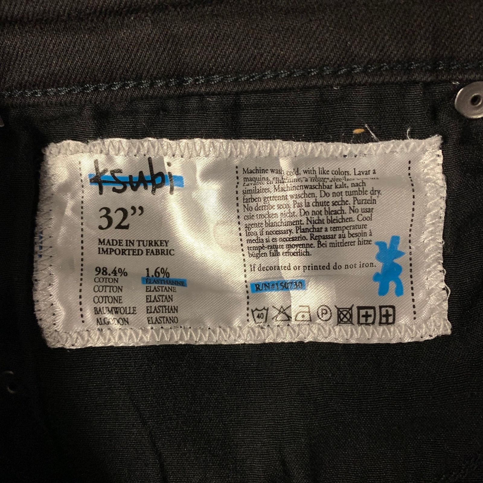 Ksubi KSUBI Size 32 Black Embroidered Cotton Slim Fit Jeans Size US 32 / EU 48 - 4 Thumbnail
