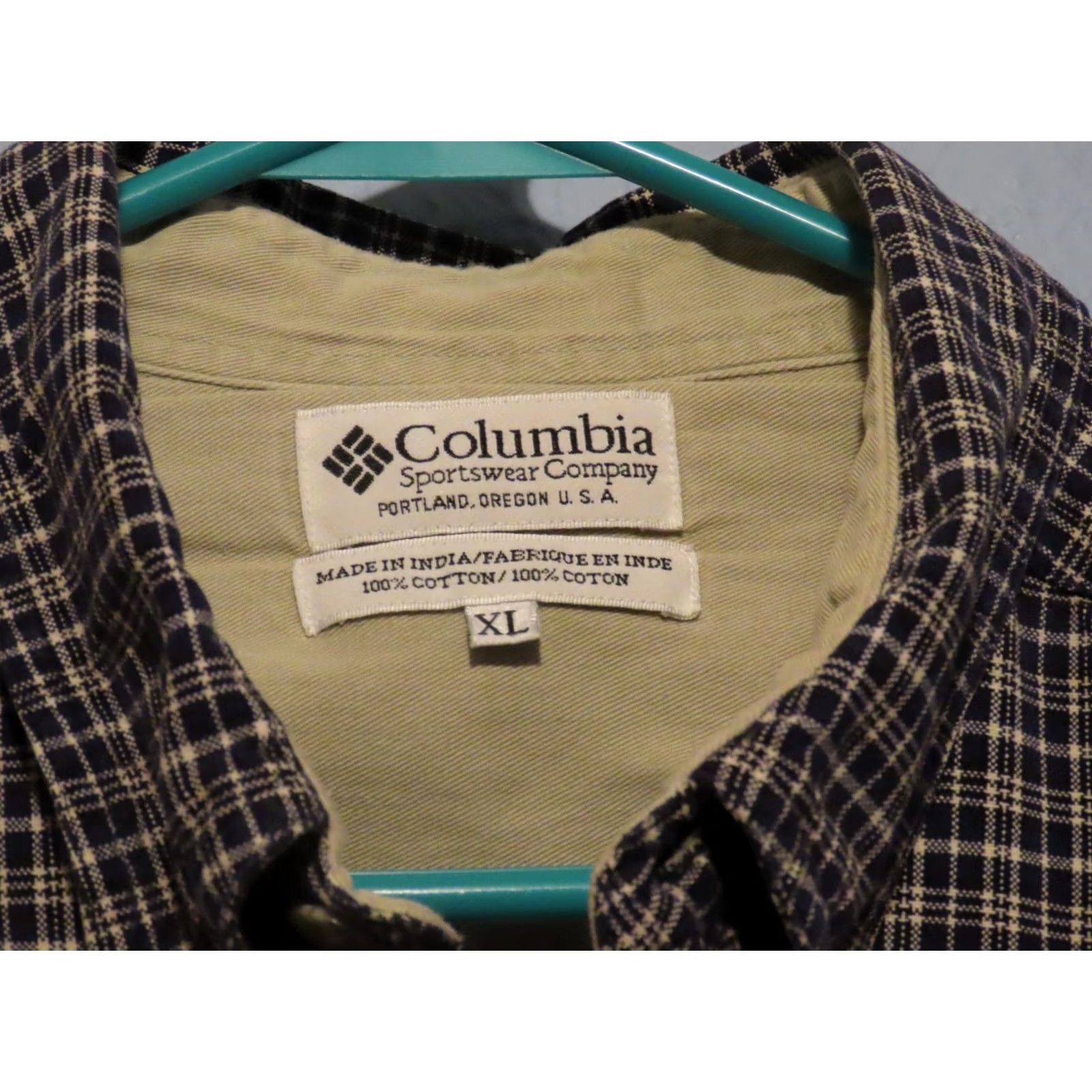 Vintage Columbia Button-Up Shirt Men's XL Plaid Knit Cotton Long Sleeve Blue Regular Size US XL / EU 56 / 4 - 2 Thumbnail