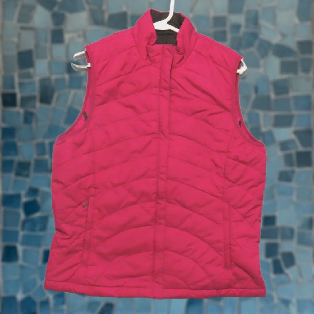 Lands' End VINTAGE Lands' End Thin Full Zip Puffer Vest Women's M Raspberry Pink Quilted Insulated Pockets Fall Winter Size M / US 6-8 / IT 42-44 - 1 Thumbnail