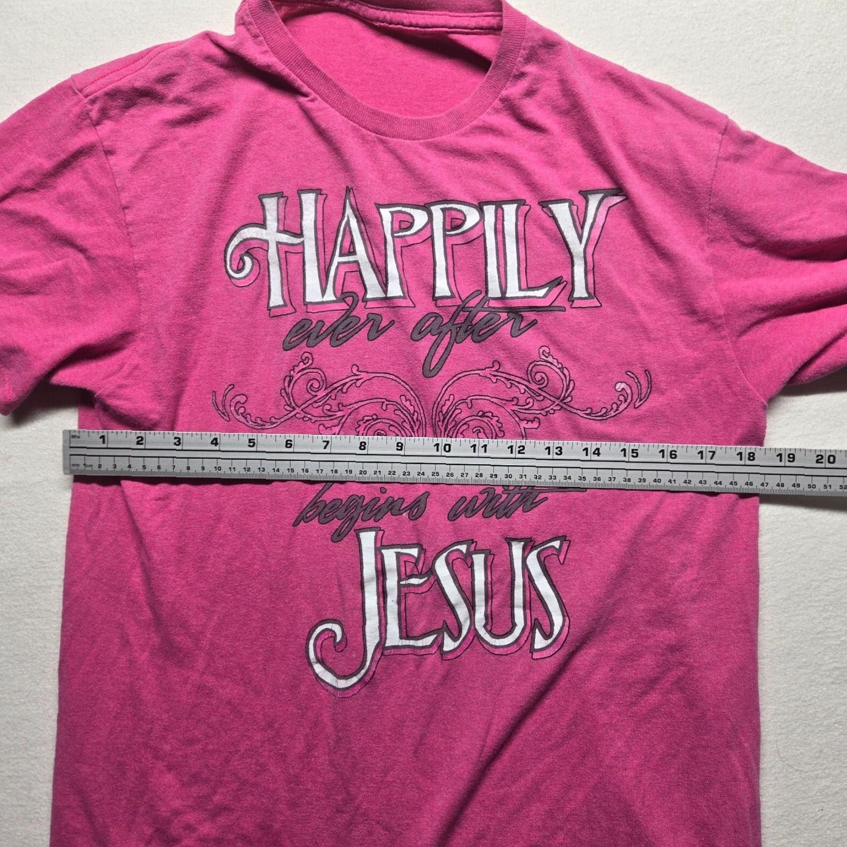 Vintage Happily ever after T-Shirt M Men's Pink Christian Religious Jesus Christ Bible Church God Graphic Tee Shirt Modern Size US M / EU 48-50 / 2 - 3 Thumbnail