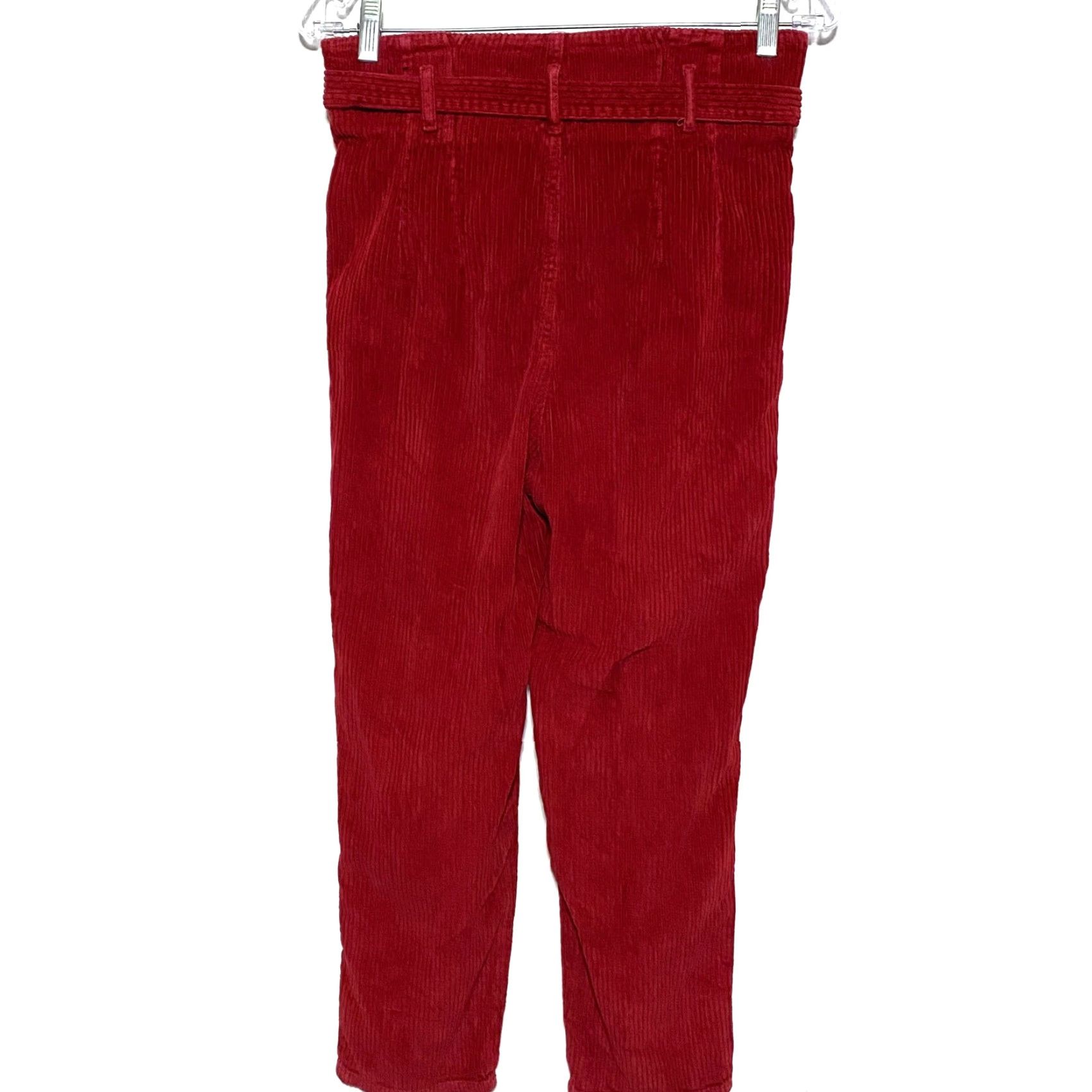 Abercrombie & Fitch Abercrombie Red Corduroy Paper Bag Pants Belt Women 27/4 Twee Preppy Hipster Y2K Jeans Size 27" / US 4 / IT 40 - 2 Thumbnail