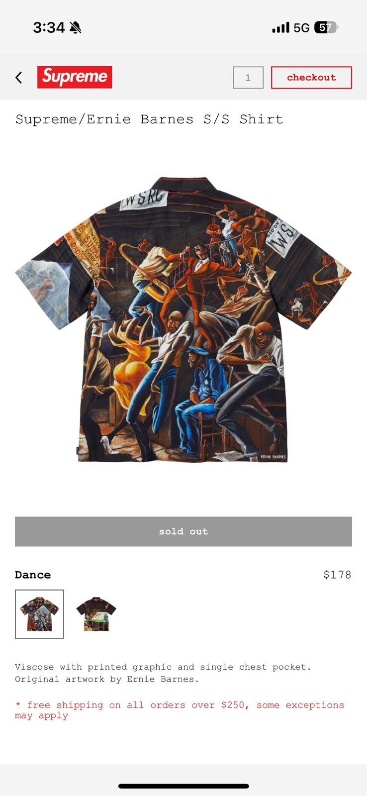 Supreme Supreme Ernie Barnes Dance S/S Shirt | Grailed