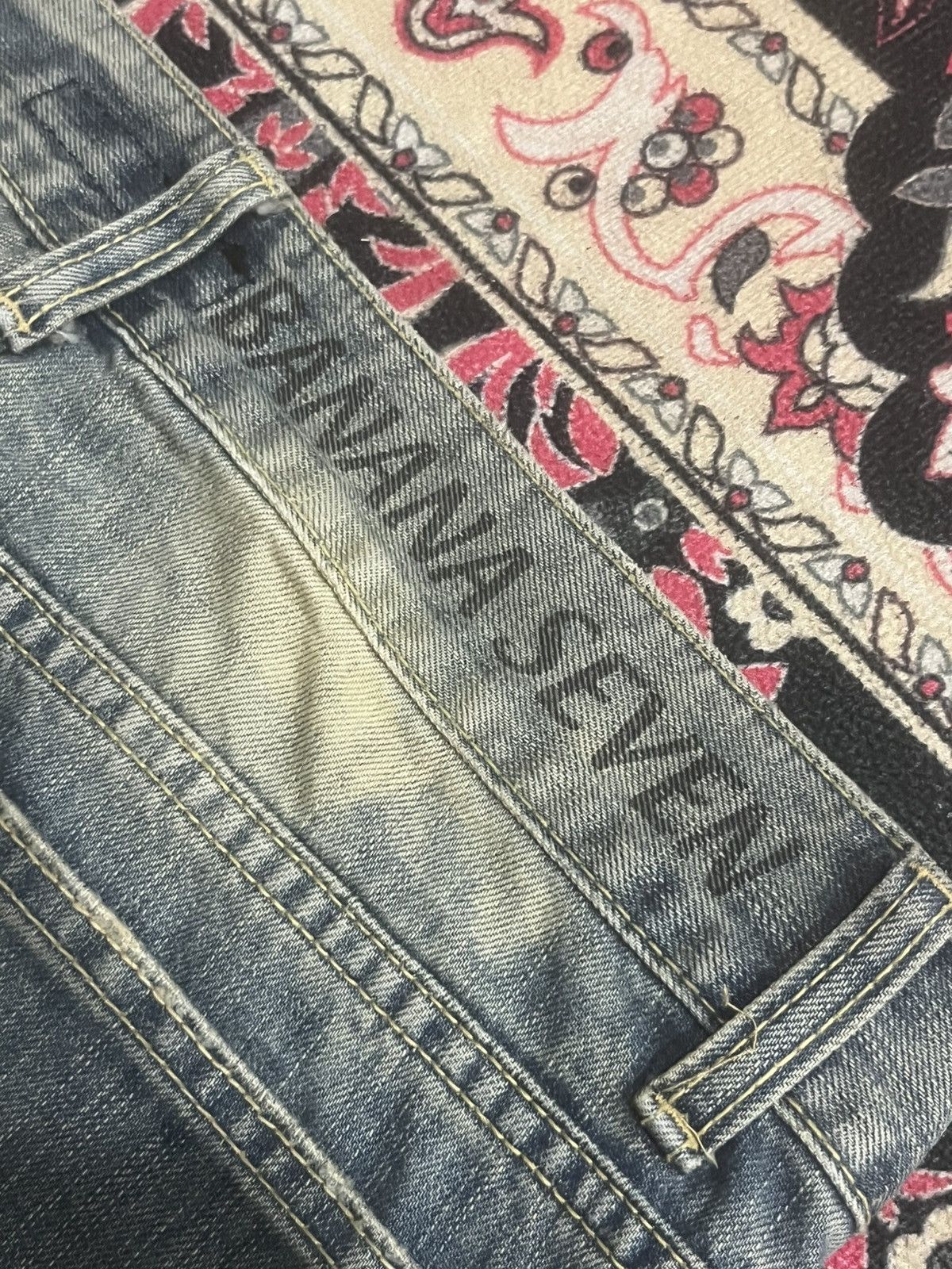 Japanese Brand Banana Seven Big Wave 877 Mud Washed Distressed Flare Jeans Size US 32 / EU 48 - 8 Thumbnail