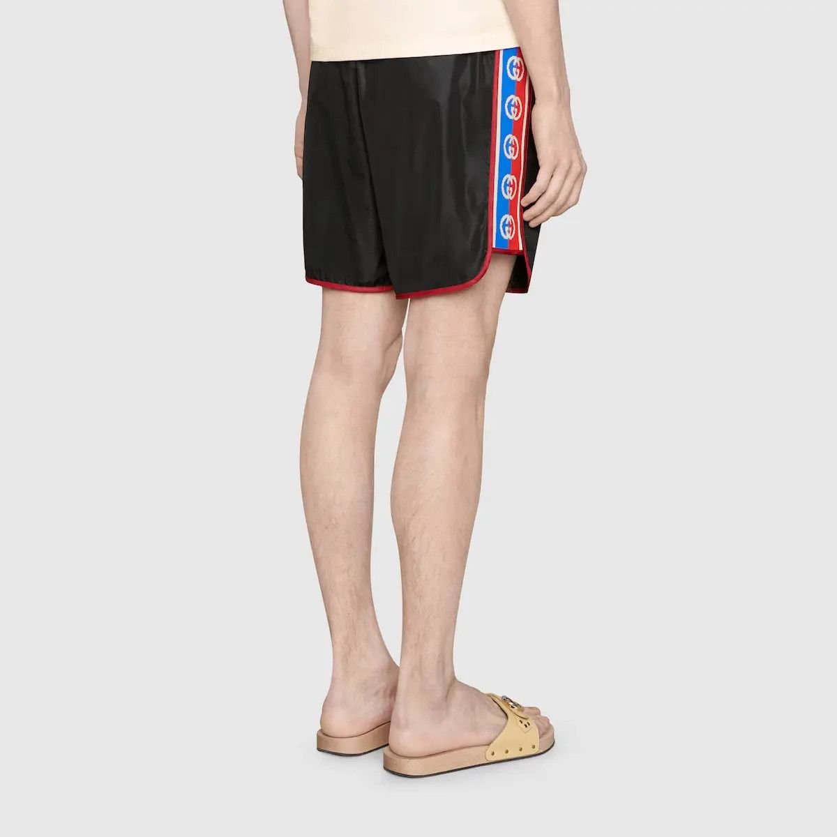 Gucci o1mt1gz0725 Nylon Swim Shorts With Logo Stripe in Black Size US 40 / EU 56 - 3 Thumbnail
