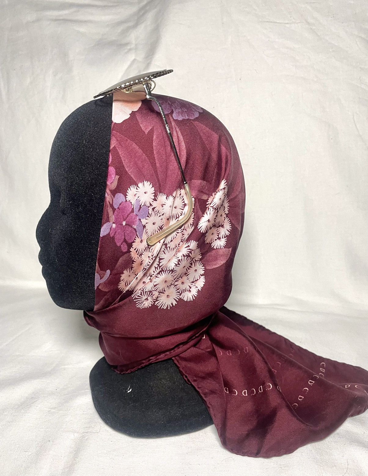 SikSilk × Vintage Christian Dior logo floral dark red scarf Size ONE SIZE - 5 Thumbnail