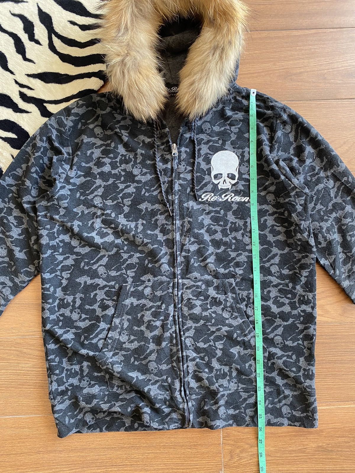 If Six Was Nine × Japanese Brand × Le Grande Bleu (L.G.B.) Japanese Roen Fur Hoodie Overprinted Camo Skull Size US L / EU 52-54 / 3 - 10 Thumbnail