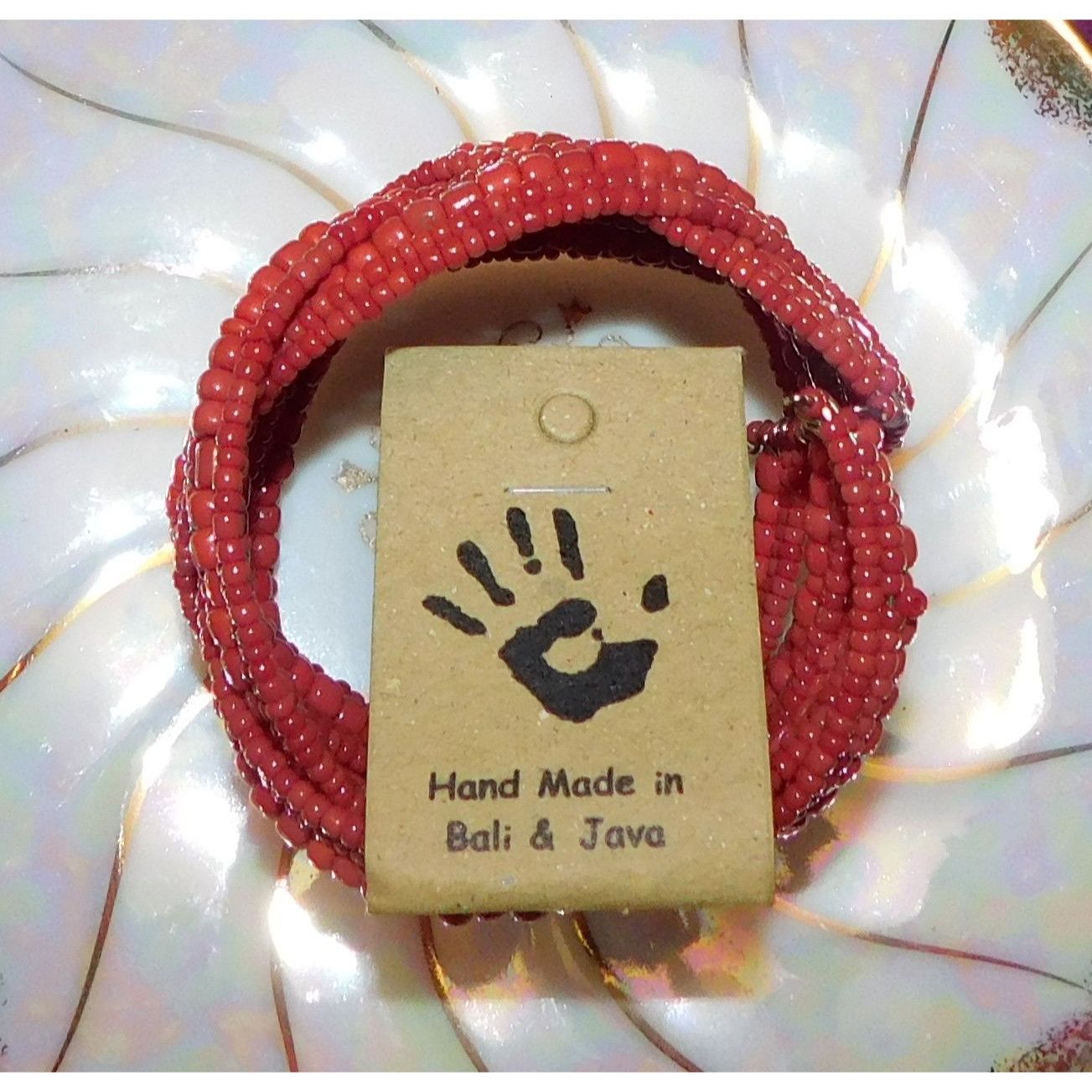 Other Archipelago Hand Made Red Beaded Cuff Bracelet Size ONE SIZE - 4 Thumbnail