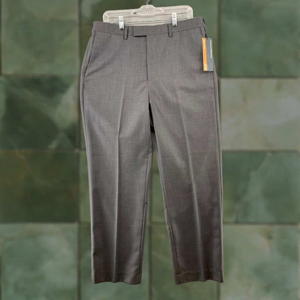 Perry Ellis Perry Ellis Pants Mens 34X30 Gray Flat Front Neo Luxe Size US 34 / EU 50 - 1 Thumbnail