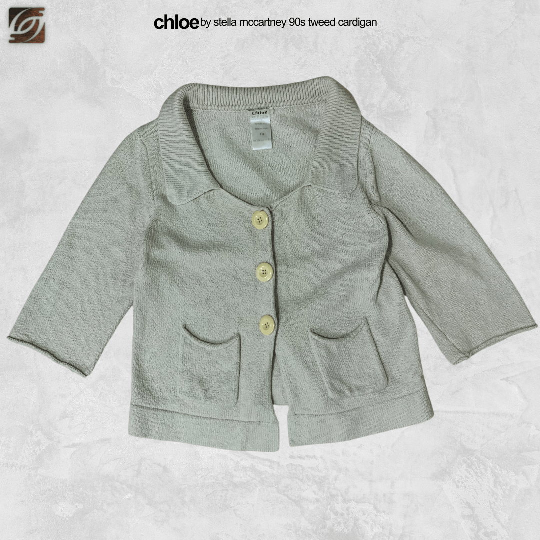image of Archival Clothing x Chloe 90's Chloe By Stella Mccartney Tweed Cardigan Jacket in Beige, Women's (S