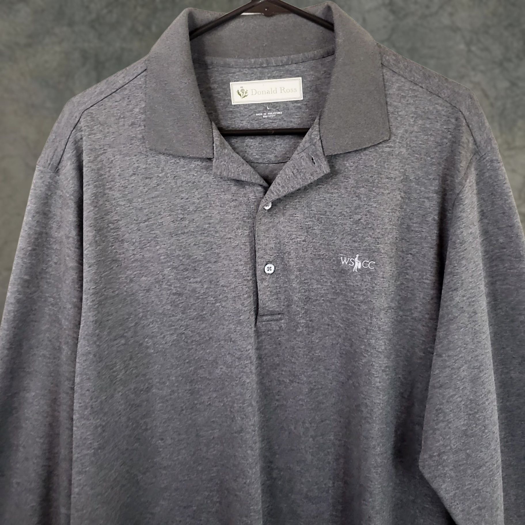 Vintage Donald Ross Long Sleeve Polo Mens L Gray Shirt Regular Fit Embroidered Logo Golf Casual Performance Shirt WSCC Size US L / EU 52-54 / 3 - 1 Thumbnail