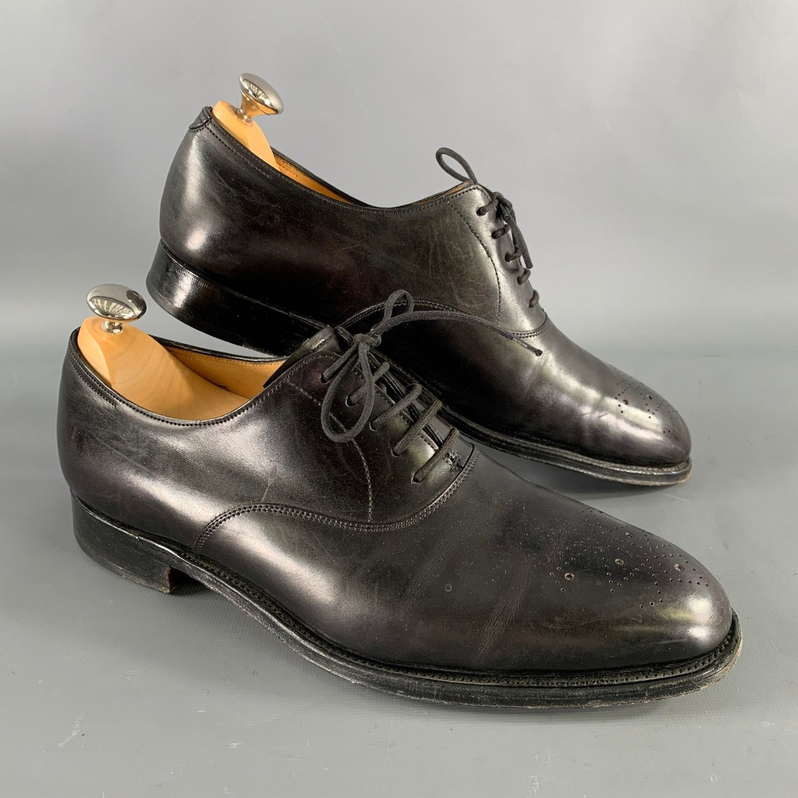 John Lobb JOHN LOBB Black Perforated Leather Pointed Toe Lace Up Shoes Size US 9 / EU 42 - 1 Thumbnail