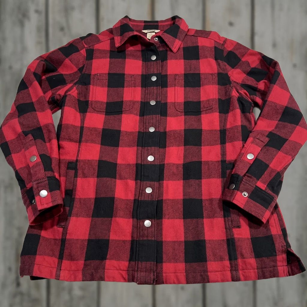 Duluth Trading Company Duluth Flannel Shacket Womens M Buffalo Plaid Lined Quilted Shirt Button-Up Casual Red Size M / US 6-8 / IT 42-44 - 1 Thumbnail