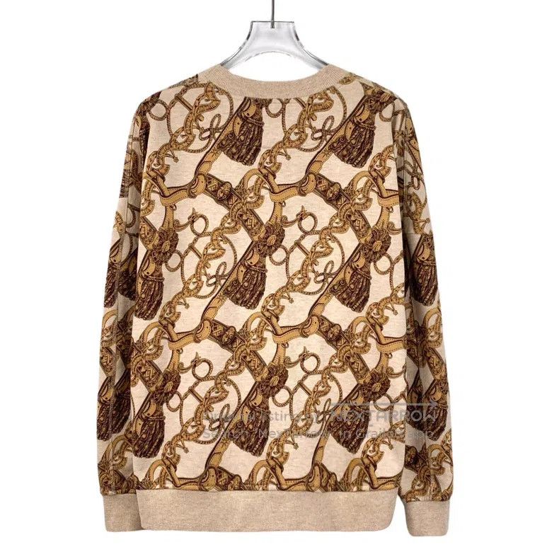 Hermes Hermes Color-blocked chain print cotton round neck long sl Size XS / US 0-2 / IT 36-38 - 2 Thumbnail
