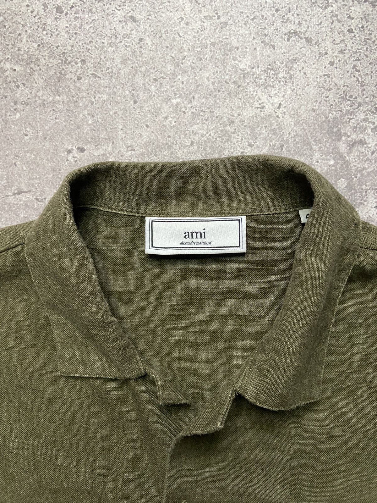 AMI AMI Green Linen Button Down Short Sleeve Shirt Size 40 Size US M / EU 48-50 / 2 - 3 Thumbnail