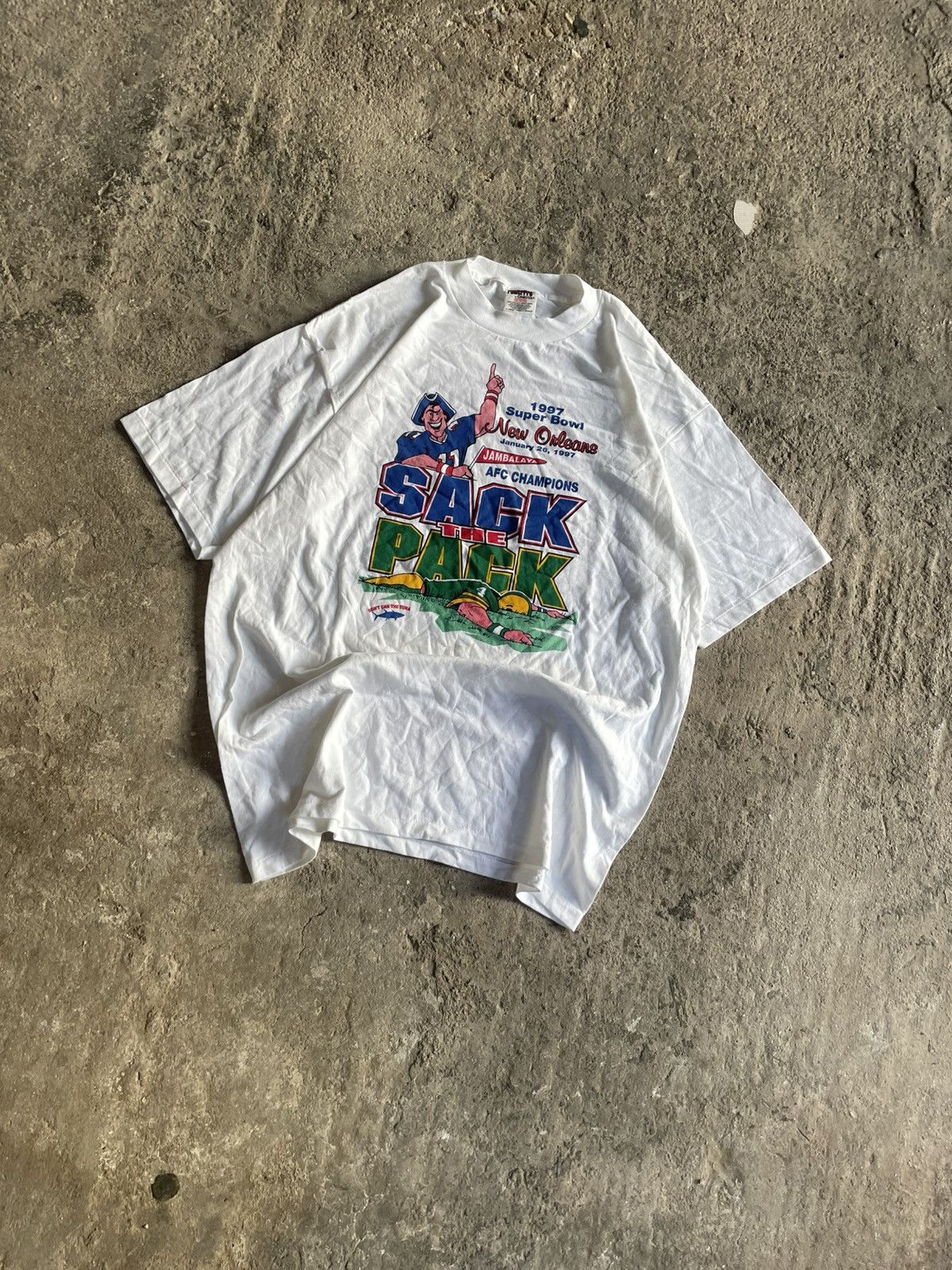 NFL 1997 NFL Super Bowl Patriots vs Packers single stitch tee Size US XL / EU 56 / 4 - 2 Thumbnail