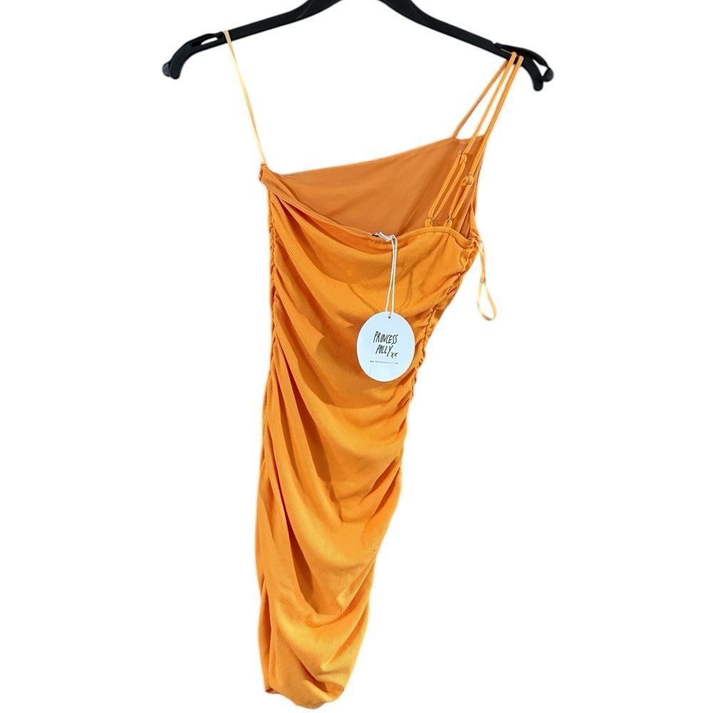 PRINCESS POLLY Princess Polly Orange Ruched Spaghetti Strap Mini Dress Size S / US 4 / IT 40 - 10 Thumbnail