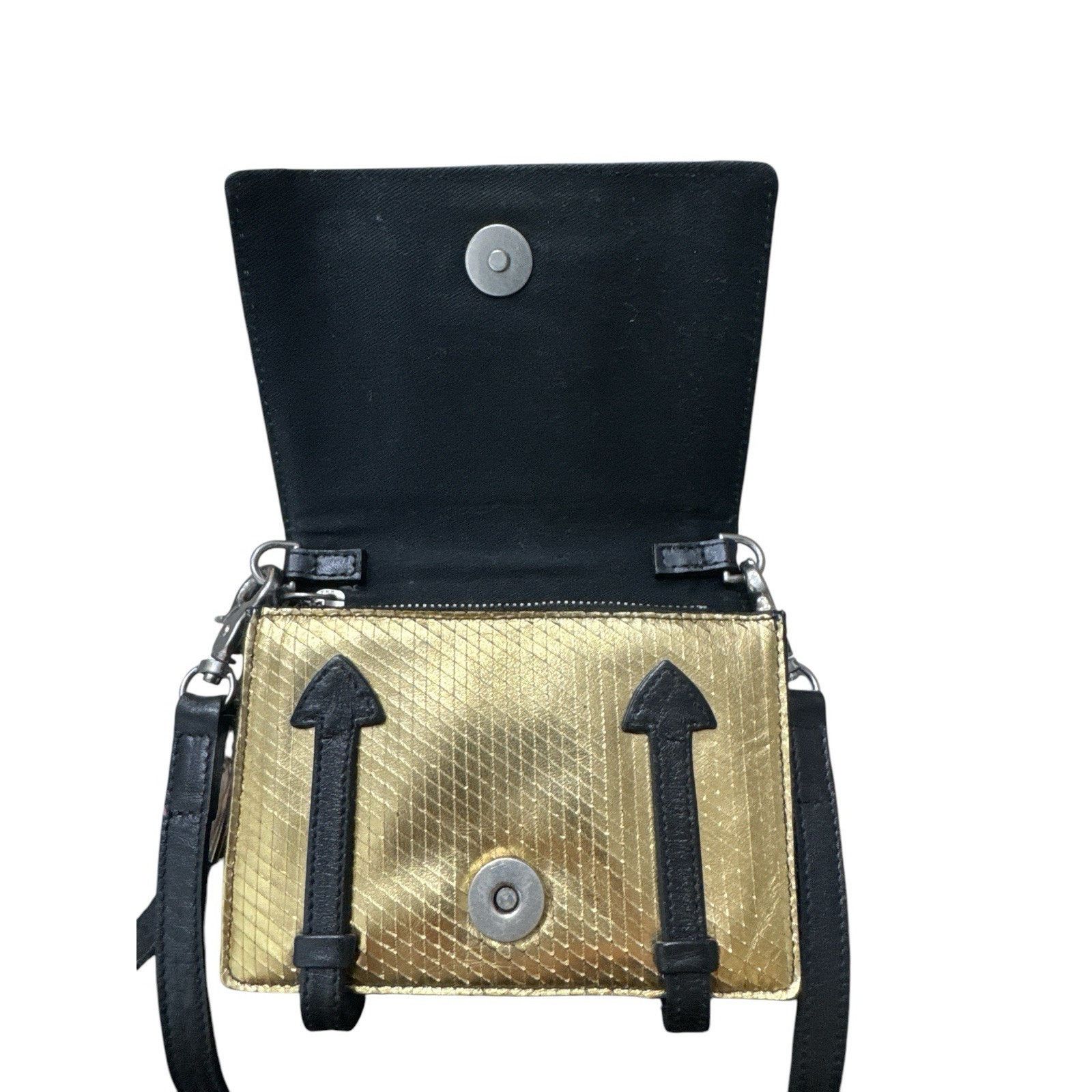 & Other Stories FOLEY & CORINNA BLACK GOLD LEATHER CROSSBODY BAG WALLET Size ONE SIZE - 4 Thumbnail