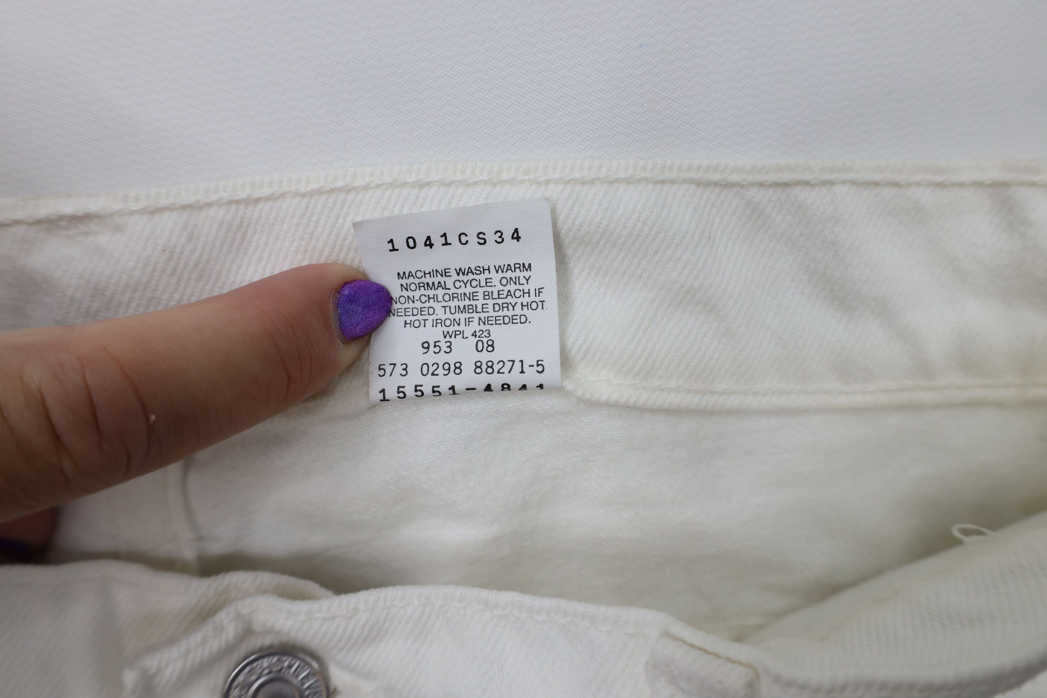 Levi's Vintage 90s Levis 550 Relaxed Tapered Leg Jeans White USA Size 32" / US 10 / IT 46 - 9 Thumbnail